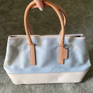 Blue and White/Cream Coach Bag